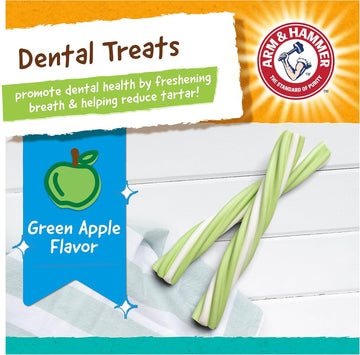 Fruit Twisters Dental Treats for Dogs, Value Pack Bucket Green Apple Flavored Dog Dental Chews Fight Bad Breath, Plaque & Tartar without Brushing for Dog (Pack of 1,57 Count Total)